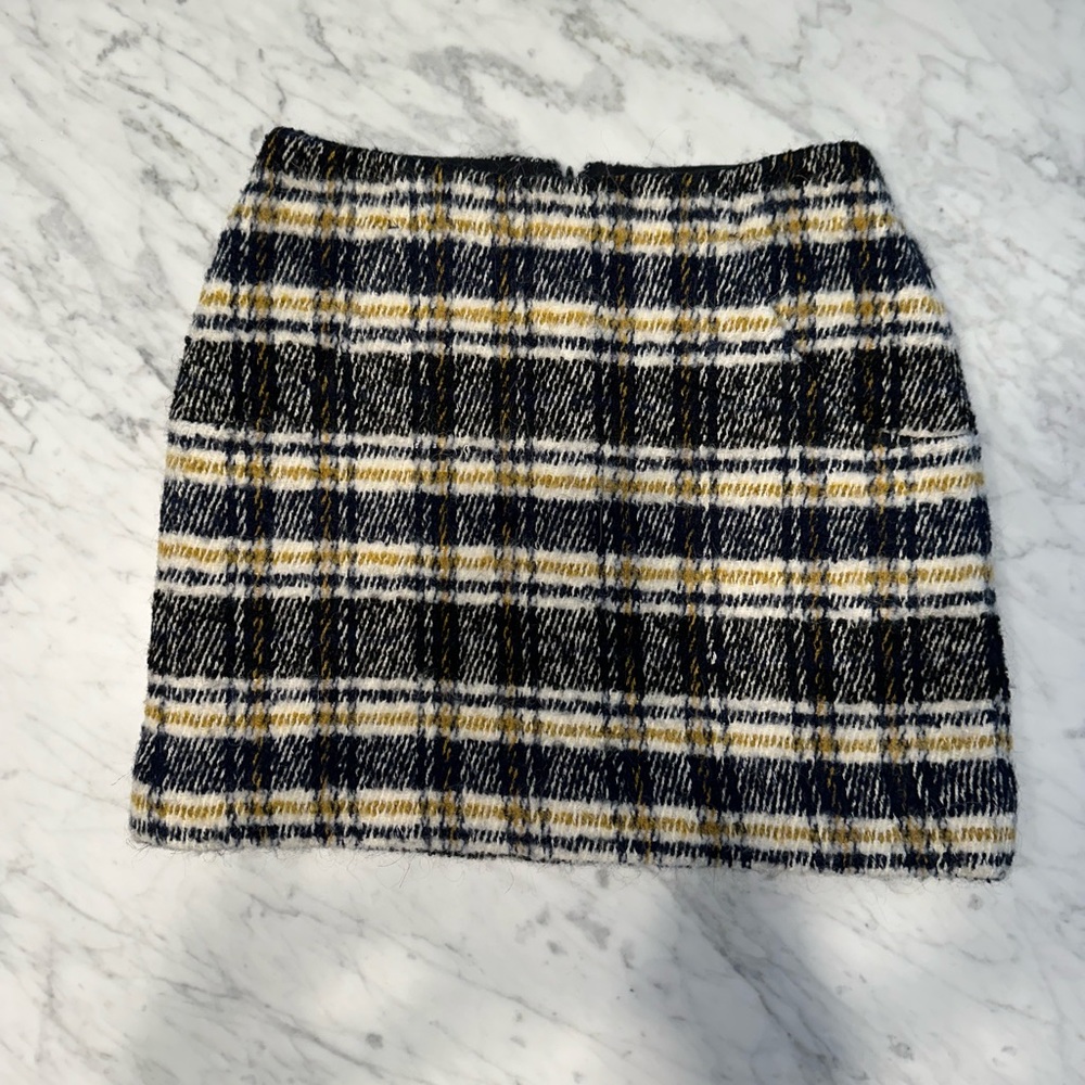 Maje Black and White Plaid Mini Skirt